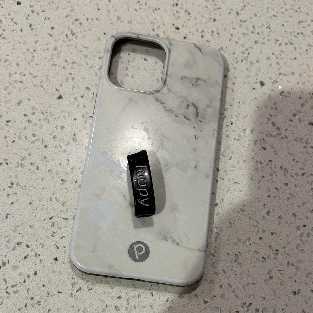 Loopy Case White Marble Phone Case with Black Loop